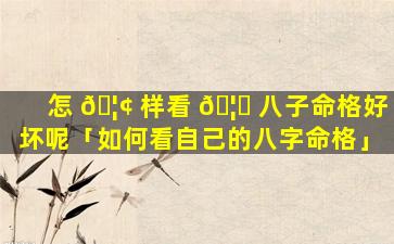 怎 🦢 样看 🦁 八子命格好坏呢「如何看自己的八字命格」